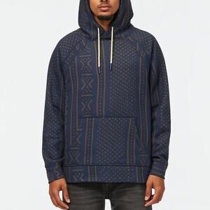 Burton Women's Crown Pulllover Hoodie Navy and Brown Geometric Sweatshirt